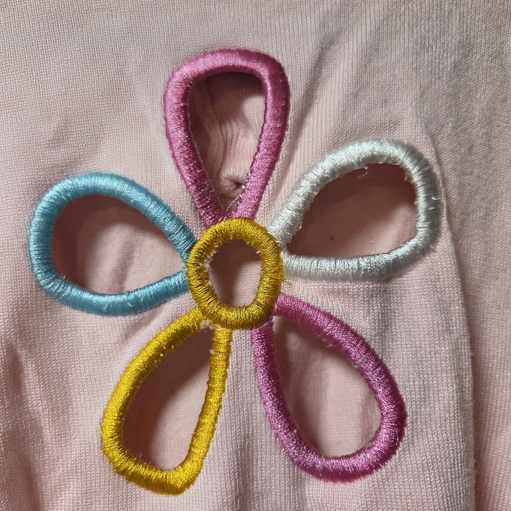 Charming Pink Blouse with Flower Accent - Picture 2 of 3